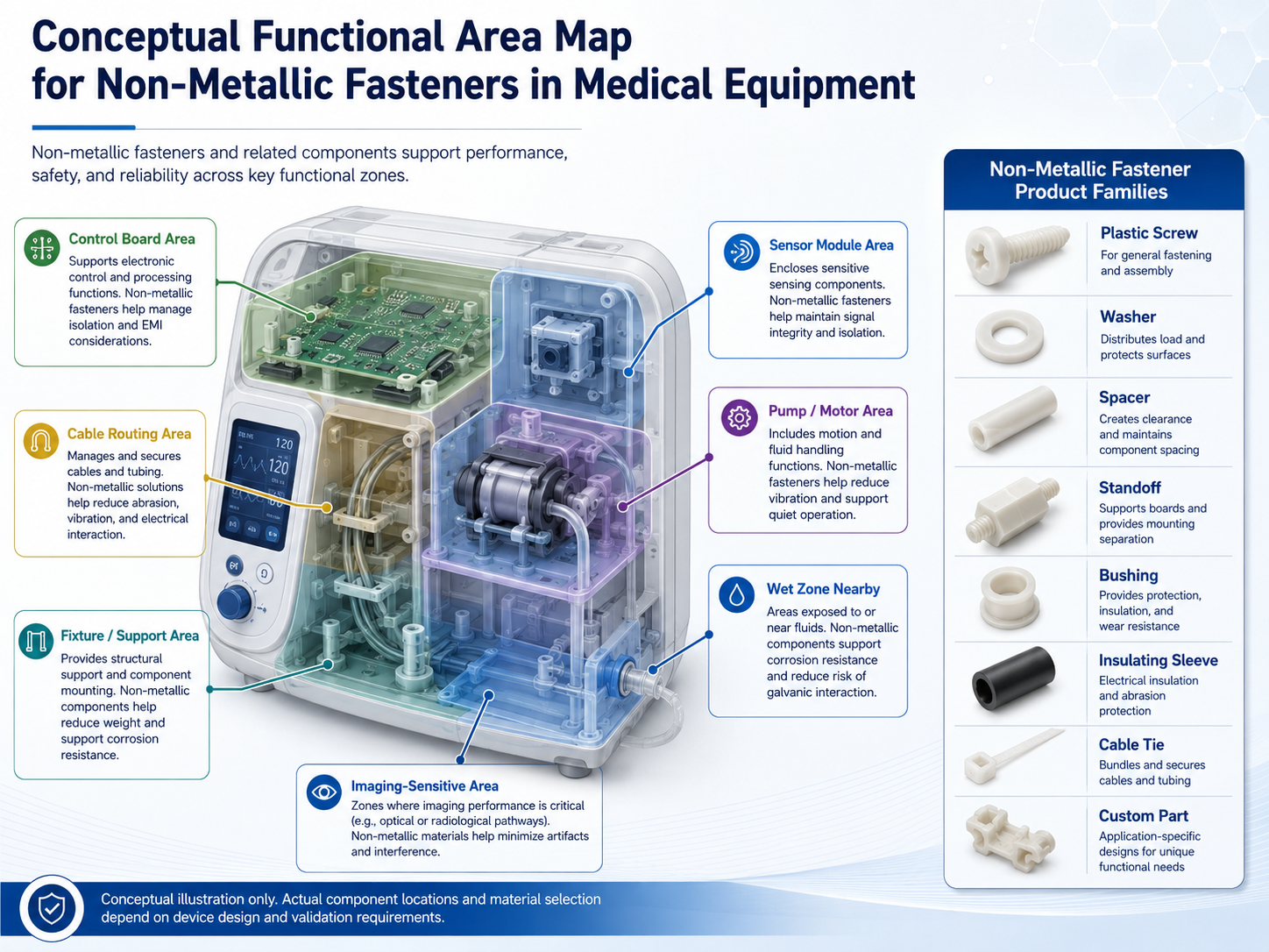 Conceptual Functional Area Map for Non-Metallic Fasteners in Medical Equipment